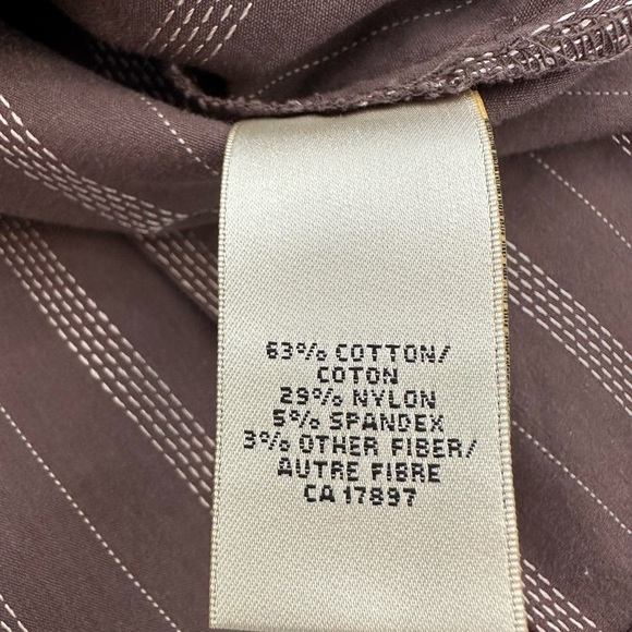 VTG Old Navy pin stripe fitted dress  shirt brown collared long sleeves SZ L EUC - Picture 6 of 8
